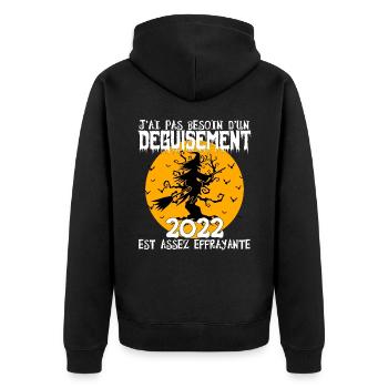 cadeau Halloween humour | Déguisement Halloween - Veste à capuche bio Premium Unisexe - noir - Dos - Nico (187cm)
