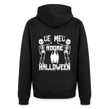 cadeau Halloween humour | Déguisement Halloween !! - Veste à capuche bio Premium Unisexe - noir - Dos - Nico (187cm)