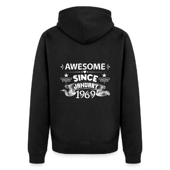 January 1969 | Awesome since January 1969 - Unisex Premium Organic Zip Hoodie - black - Back - Nico (187cm)