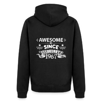 Februar 1967 | Super seit Februar 1967 - Unisex Premium Bio Zip Hoodie - Schwarz - Hinten - Nico (187cm)