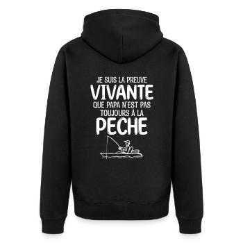 Papa pêcheur , je suis Pêcheur et parfois Papa - Veste à capuche bio Premium Unisexe - noir - Dos - Nico (187cm)