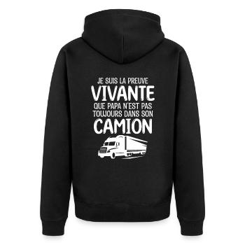 Papa chauffeur de camion fan de camion - Veste à capuche bio Premium Unisexe - noir - Dos - Nico (187cm)