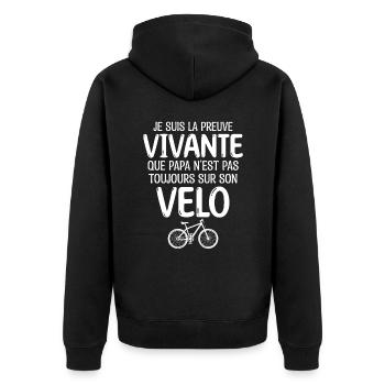 Mon Papa fait du Vélo fêtes des pères !! - Veste à capuche bio Premium Unisexe - noir - Dos - Nico (187cm)