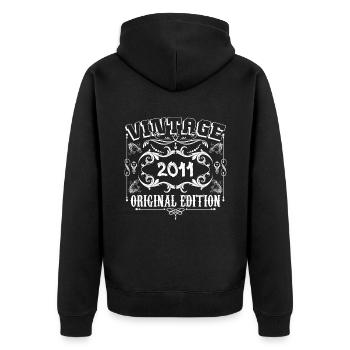 2011 | Vintage Original Edition 2011 birthday - Unisex Premium Organic Zip Hoodie - black - Back - Nico (187cm)