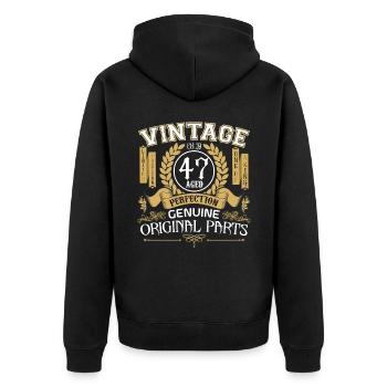 Vintage 47 years - birthday gift 47 years - Unisex Premium Organic Zip Hoodie - black - Back - Nico (187cm)