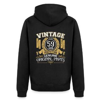 Vintage 59 ans - cadeau d’anniversaire 59 ans - Veste à capuche bio Premium Unisexe - noir - Dos - Nico (187cm)