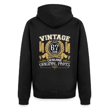 Vintage 67 ans - cadeau d’anniversaire 67 ans - Veste à capuche bio Premium Unisexe - noir - Dos - Nico (187cm)