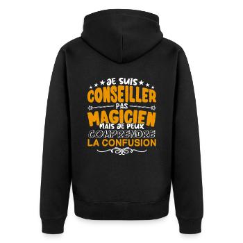 Conseiller | Conseiller pas Magicien | Meilleur Co - Veste à capuche bio Premium Unisexe - noir - Dos - Nico (187cm)