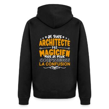 Architecte | Architecte pas Magicien | Meilleur Ar - Veste à capuche bio Premium Unisexe - noir - Dos - Nico (187cm)