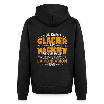 Glacier | Glacier pas Magicien | Meilleur Glacier - Veste à capuche bio Premium Unisexe - noir - Dos - Nico (187cm)