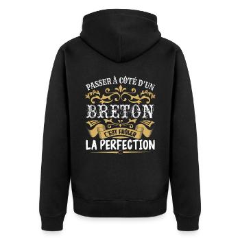 Le Meilleur Breton | Breton à la perfection - Veste à capuche bio Premium Unisexe - noir - Dos - Nico (187cm)