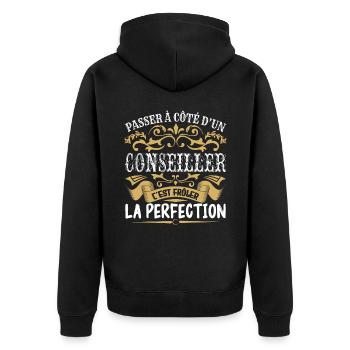 Le Meilleur Conseiller | Conseiller à la perfectio - Veste à capuche bio Premium Unisexe - noir - Dos - Nico (187cm)