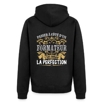 Le Meilleur Formateur | Formateur à la perfection - Veste à capuche bio Premium Unisexe - noir - Dos - Nico (187cm)