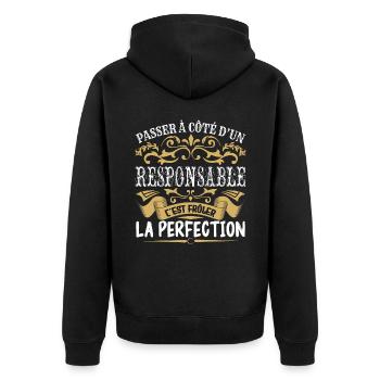 Le Meilleur Responsable | Responsable à la perfect - Veste à capuche bio Premium Unisexe - noir - Dos - Nico (187cm)