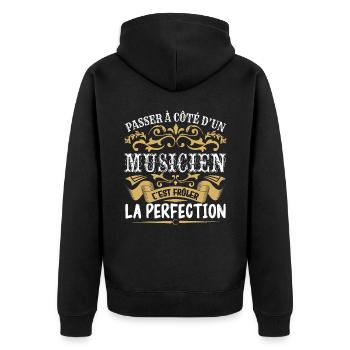 Le Meilleur Musicien | Musicien à la perfection - Veste à capuche bio Premium Unisexe - noir - Dos - Nico (187cm)