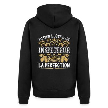 Le Meilleur Inspecteur | Inspecteur à la perfectio - Veste à capuche bio Premium Unisexe - noir - Dos - Nico (187cm)