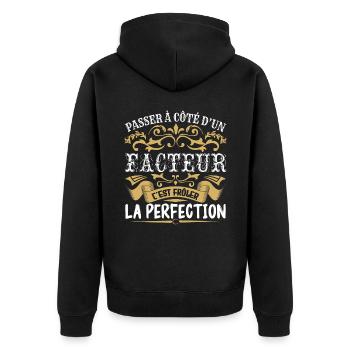 Le Meilleur Facteur | Facteur à la perfection - Veste à capuche bio Premium Unisexe - noir - Dos - Nico (187cm)