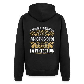 Le Meilleur Médecin | Médecin à la perfection - Veste à capuche bio Premium Unisexe - noir - Dos - Nico (187cm)