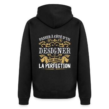 Le Meilleur Designer | Designer à la perfection - Veste à capuche bio Premium Unisexe - noir - Dos - Nico (187cm)