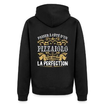 Le Meilleur Pizzaiolo | Pizzaiolo à la perfection - Veste à capuche bio Premium Unisexe - noir - Dos - Nico (187cm)