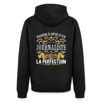 Le Meilleur Journaliste | Journaliste à la perfect - Veste à capuche bio Premium Unisexe - noir - Dos - Nico (187cm)