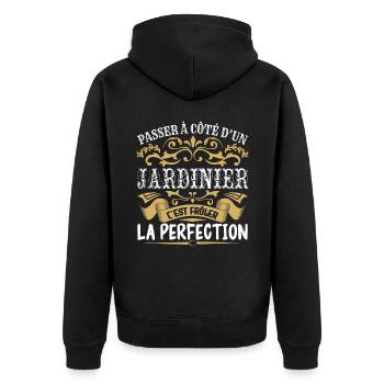 Le Meilleur Jardinier | Jardinier à la perfection - Veste à capuche bio Premium Unisexe - noir - Dos - Nico (187cm)