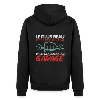 Mécanicien | lAutomobile Cadeau Auto Garage - Veste à capuche bio Premium Unisexe - noir - Dos - Nico (187cm)