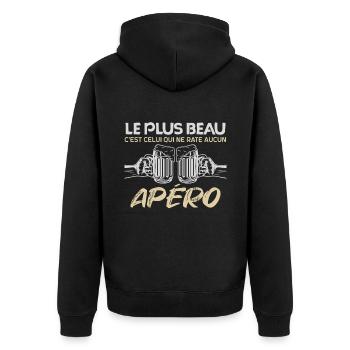 c'est l'heure de l'apéro | apéro à vie Apéritif !! - Veste à capuche bio Premium Unisexe - noir - Dos - Nico (187cm)