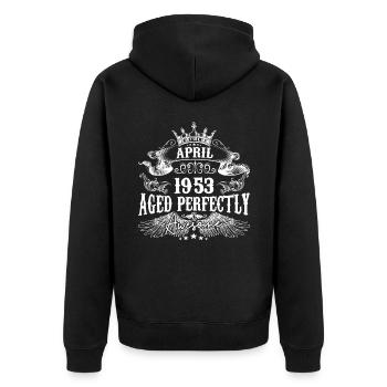 1953| März 1953 Geburtstag Perfekt gealtert - Unisex Premium Bio Zip Hoodie - Schwarz - Hinten - Nico (187cm)