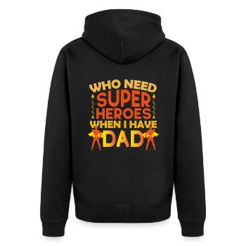 Vatertag Papa ist ein tolles Papa-Geschenk - Unisex Premium Bio Zip Hoodie - Schwarz - Hinten - Nico (187cm)