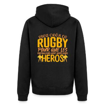 Rugby joueur Cadeau joueur Rugby | Coach Rugby !! - Veste à capuche bio Premium Unisexe - noir - Dos - Nico (187cm)
