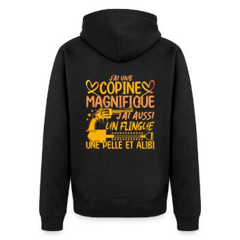 Copine Magnifique Humour Couple ma copine amour !! - Veste à capuche bio Premium Unisexe - noir - Dos - Nico (187cm)