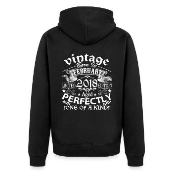 February 2018 | birthday 2018 Vintage February - Unisex Premium Organic Zip Hoodie - black - Back - Nico (187cm)