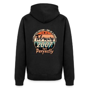 February 2007 anniversary 2007 legends February - Unisex Premium Organic Zip Hoodie - black - Back - Nico (187cm)