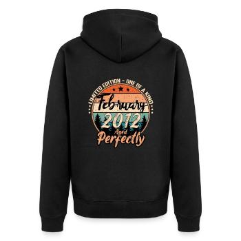 Februar 2012 Jubiläum 2012 Legenden Februar - Unisex Premium Bio Zip Hoodie - Schwarz - Hinten - Nico (187cm)