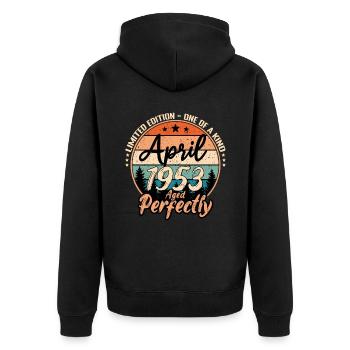 April 1953 anniversary 1953 legends April - Unisex Premium Organic Zip Hoodie - black - Back - Nico (187cm)