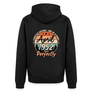 April 1952 anniversaire 1952 légendes April - Veste à capuche bio Premium Unisexe - noir - Dos - Nico (187cm)