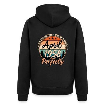 April 1958 anniversaire 1958 légendes April - Veste à capuche bio Premium Unisexe - noir - Dos - Nico (187cm)