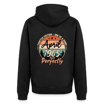 April 1965 anniversary 1965 legends April - Unisex Premium Organic Zip Hoodie - black - Back - Nico (187cm)