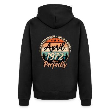 April 1972 anniversary 1972 legends April - Unisex Premium Organic Zip Hoodie - black - Back - Nico (187cm)