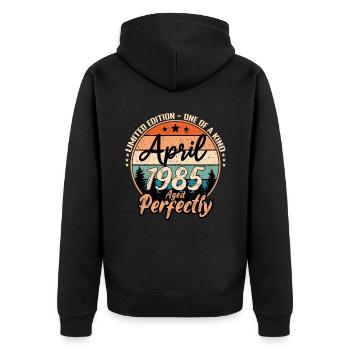 April 1985 anniversary 1985 legends April - Unisex Premium Organic Zip Hoodie - black - Back - Nico (187cm)