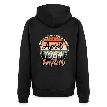 April 1984 anniversary 1984 legends April - Unisex Premium Organic Zip Hoodie - black - Back - Nico (187cm)