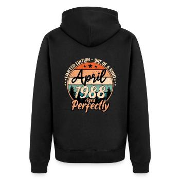 April 1988 Jubiläum 1988 Legenden April - Unisex Premium Bio Zip Hoodie - Schwarz - Hinten - Nico (187cm)