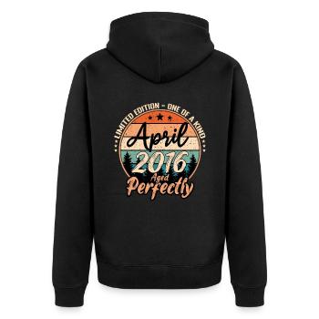 April 2016 Jubiläum 2016 Legenden April - Unisex Premium Bio Zip Hoodie - Schwarz - Hinten - Nico (187cm)