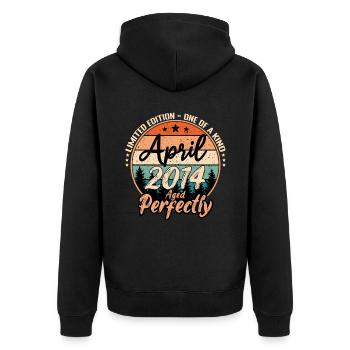 April 2014 Jubiläum 2014 Legenden April - Unisex Premium Bio Zip Hoodie - Schwarz - Hinten - Nico (187cm)