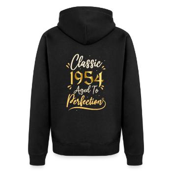 Geburtstag 1954 Geschenk 1954 Classic 1954 - Unisex Premium Bio Zip Hoodie - Schwarz - Hinten - Nico (187cm)
