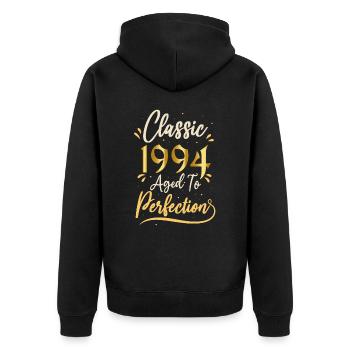 Geburtstag 1994 Geschenk 1994 Classic 1994 - Unisex Premium Bio Zip Hoodie - Schwarz - Hinten - Nico (187cm)