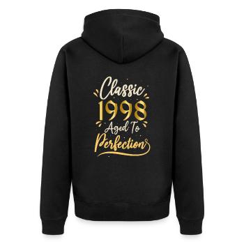 Geburtstag 1998 Geschenk 1998 Classic 1998 - Unisex Premium Bio Zip Hoodie - Schwarz - Hinten - Nico (187cm)