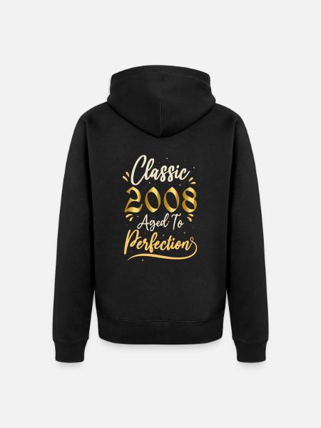 Syntymäpäivälahja 2008 2008 Classic 2008 - Premium unisex luomu-huppari vetoketjulla - musta