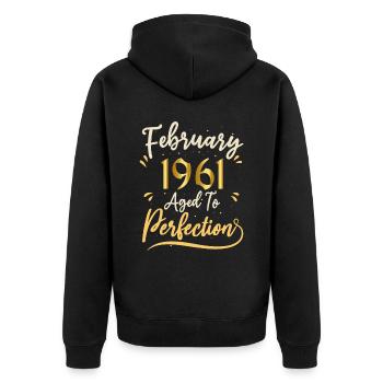 Février 1961 Février âgée à la perfection 1961 - Veste à capuche bio Premium Unisexe - noir - Dos - Nico (187cm)